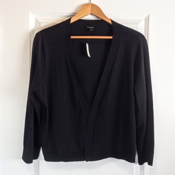Talbots Woman Black Cotton Knit Cropped Open Cardigan NWT - Picture 1 of 4